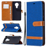 Custodia portafoglio in pelle e denim per Xiaomi Redmi Note 9