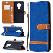 Custodia in pelle a libro orizzontale con struttura in denim con supporto e slot per carte, portafoglio e cordino, For Nokia 5.3, For Xiaomi Redmi Note 9
