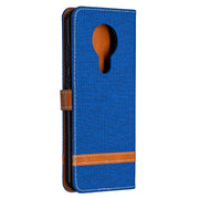 Custodia in pelle a libro orizzontale con struttura in denim con supporto e slot per carte, portafoglio e cordino, For Nokia 5.3, For Xiaomi Redmi Note 9