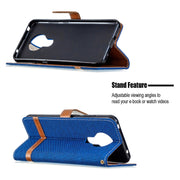 Custodia in pelle a libro orizzontale con struttura in denim con supporto e slot per carte, portafoglio e cordino, For Nokia 5.3, For Xiaomi Redmi Note 9