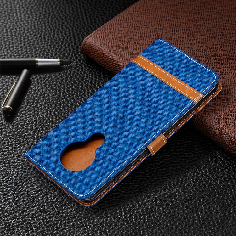 Custodia portafoglio in pelle e denim per Xiaomi Redmi Note 9