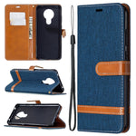Custodia portafoglio in pelle e denim per Xiaomi Redmi Note 9