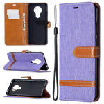 Custodia portafoglio in pelle e denim per Xiaomi Redmi Note 9