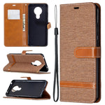 Custodia portafoglio in pelle e denim per Xiaomi Redmi Note 9