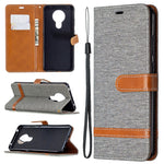 Custodia portafoglio in pelle e denim per Xiaomi Redmi Note 9