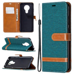Custodia portafoglio in pelle e denim per Xiaomi Redmi Note 9