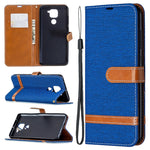 Custodia portafoglio in pelle e denim per Xiaomi Redmi Note 9