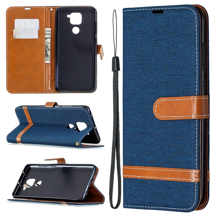 Custodia portafoglio in pelle e denim per Xiaomi Redmi Note 9