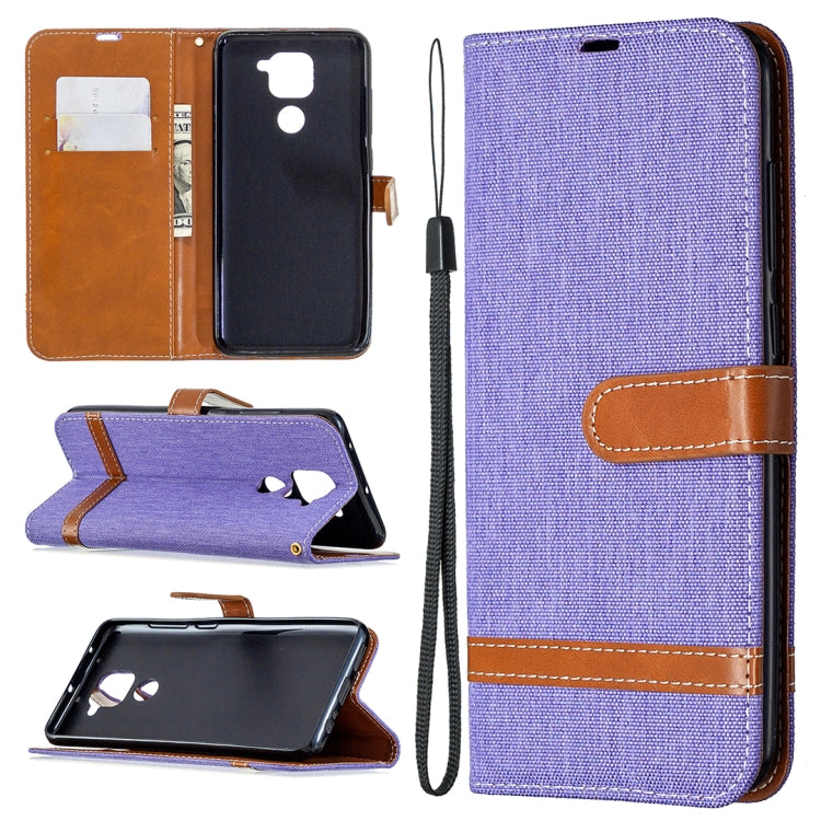 Custodia portafoglio in pelle e denim per Xiaomi Redmi Note 9