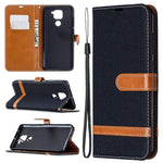 Custodia portafoglio in pelle e denim per Xiaomi Redmi Note 9
