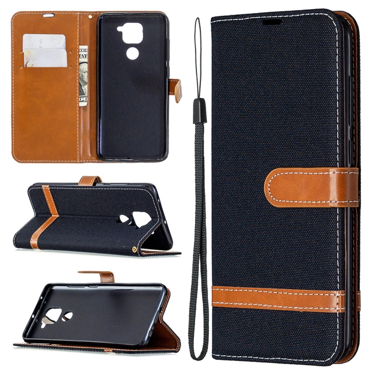 Custodia portafoglio in pelle e denim per Xiaomi Redmi Note 9