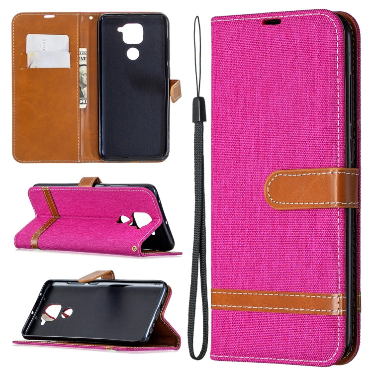 Custodia portafoglio in pelle e denim per Xiaomi Redmi Note 9