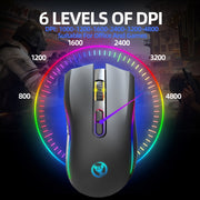 Mouse wireless HXSJ T69 4800 DPI RGB 2,4 GHz, T69