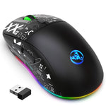 Mouse da gioco wireless a tre modalità con luce RGB HXSJ T90, T90
