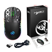 Mouse da gioco wireless a tre modalità con luce RGB HXSJ T90, T90