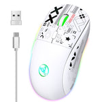 Mouse da gioco wireless a tre modalità con luce RGB HXSJ T90, T90