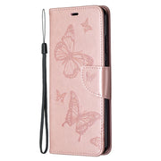 Custodia in pelle a ribalta orizzontale con motivo a goffratura a due farfalle con supporto e slot per schede, portafoglio e cordino, For Nokia 5.3, For Xiaomi Redmi Note 9