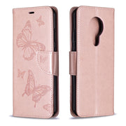 Custodia in pelle a ribalta orizzontale con motivo a goffratura a due farfalle con supporto e slot per schede, portafoglio e cordino, For Nokia 5.3, For Xiaomi Redmi Note 9