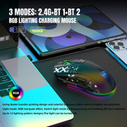 Mouse da gioco wireless a tre modalità con luce RGB HXSJ T90, T90