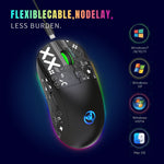 Mouse da gioco wireless a tre modalità con luce RGB HXSJ T90, T90
