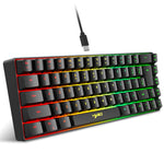 HXSJ V200 Tastiera meccanica retroilluminata RGB cablata 68 copritasti, lunghezza cavo: 1,7 m, V200 Black, V200 White