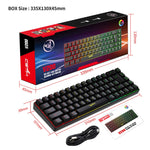 HXSJ V200 Tastiera meccanica retroilluminata RGB cablata 68 copritasti, lunghezza cavo: 1,7 m, V200 Black, V200 White