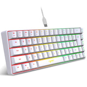 HXSJ V200 Tastiera meccanica retroilluminata RGB cablata 68 copritasti, lunghezza cavo: 1,7 m, V200 Black, V200 White
