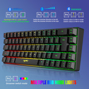 HXSJ V200 Tastiera meccanica retroilluminata RGB cablata 68 copritasti, lunghezza cavo: 1,7 m, V200 Black, V200 White