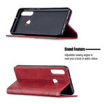 Custodia in pelle magnetica a vibrazione orizzontale con struttura a rombo con supporto, slot per carte e portafoglio, For Huawei Y6p