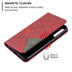 Custodia in pelle magnetica a vibrazione orizzontale con struttura a rombo con supporto, slot per carte e portafoglio, For Huawei Y6p