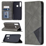 Custodia in pelle magnetica a vibrazione orizzontale con struttura a rombo con supporto, slot per carte e portafoglio, For Huawei Y6p