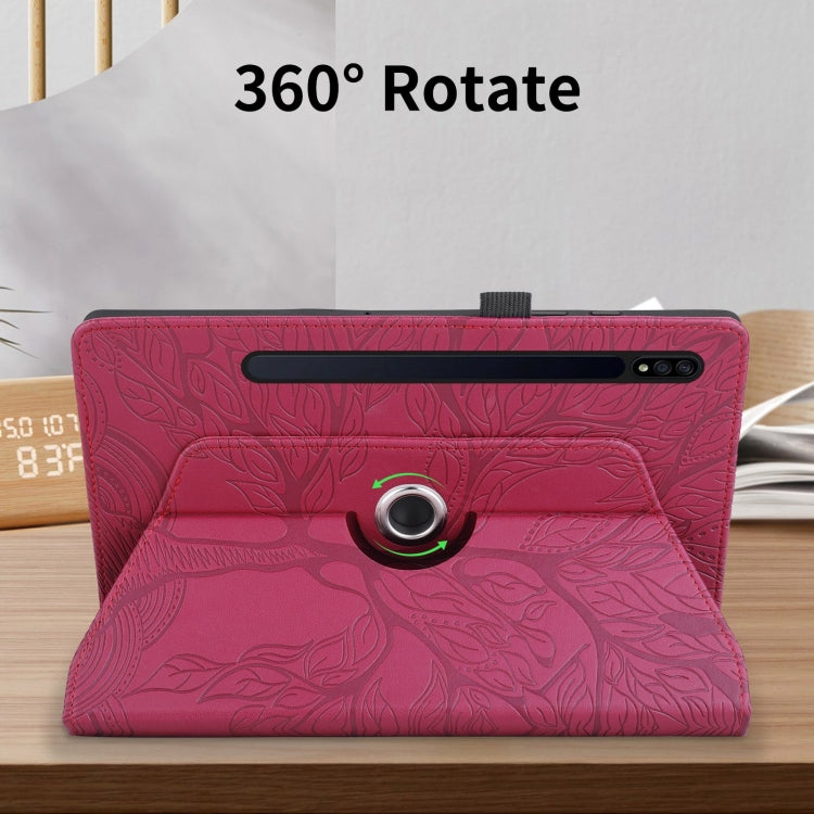 Custodia per tablet in pelle con rotazione goffrata Tree Life, For Samsung Galaxy Tab S10 / S8 / S7, For Samsung Galaxy Tab S9 / S9 FE, For Samsung Galaxy Tab A7 Lite T220, For Samsung Galaxy Tab A 8.0 2019 / T290
