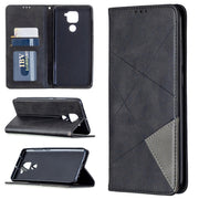 Custodia in pelle magnetica a vibrazione orizzontale con struttura a rombo con supporto, slot per carte e portafoglio, For Xiaomi Redmi Note 9