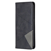 Custodia in pelle magnetica a vibrazione orizzontale con struttura a rombo con supporto, slot per carte e portafoglio, For Xiaomi Redmi Note 9