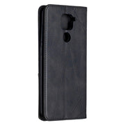 Custodia in pelle magnetica a vibrazione orizzontale con struttura a rombo con supporto, slot per carte e portafoglio, For Xiaomi Redmi Note 9