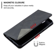 Custodia in pelle magnetica a vibrazione orizzontale con struttura a rombo con supporto, slot per carte e portafoglio, For Xiaomi Redmi Note 9
