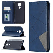 Custodia in pelle magnetica a vibrazione orizzontale con struttura a rombo con supporto, slot per carte e portafoglio, For Xiaomi Redmi Note 9