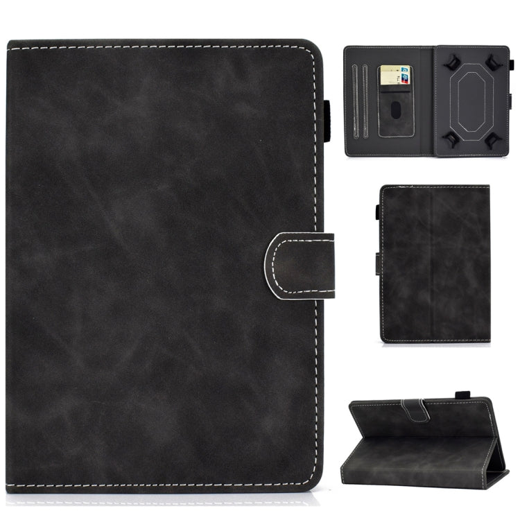 Custodia in pelle a vibrazione orizzontale con struttura in pelle bovina universale per Tablet PC con supporto e slot per schede e slot per penna, For 7 inch, For 8 inch, For 10 inch