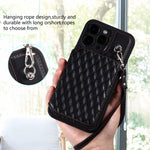 Custodia per telefono con borsa in carta con trama a griglia e cordino, For iPhone 15 Pro Max, For iPhone 15 Pro, For iPhone 15 Plus, For iPhone 15