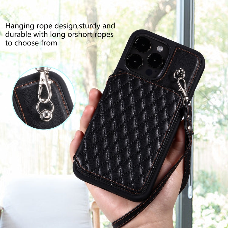 Custodia per telefono con borsa in carta con trama a griglia e cordino, For iPhone 15 Pro Max, For iPhone 15 Pro, For iPhone 15 Plus, For iPhone 15