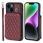 Custodia per telefono con borsa in carta con trama a griglia e cordino, For iPhone 15 Pro Max, For iPhone 15 Pro, For iPhone 15 Plus, For iPhone 15