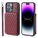 Custodia per telefono con borsa in carta con trama a griglia e cordino, For iPhone 14, For iPhone 14 Pro, For iPhone 14 Pro Max, For iPhone SE 2022 / 2020 / 8 / 7