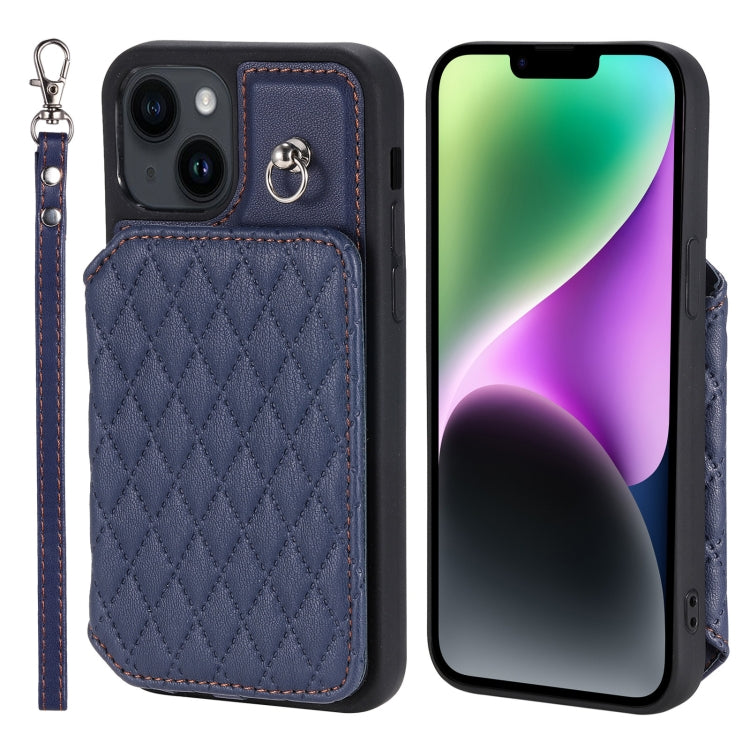 Custodia per telefono con borsa in carta con trama a griglia e cordino, For iPhone 14, For iPhone 14 Pro, For iPhone 14 Pro Max, For iPhone SE 2022 / 2020 / 8 / 7