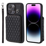Custodia per telefono con borsa in carta con trama a griglia e cordino, For iPhone 13 Pro Max, For iPhone 13 Pro, For iPhone 13, For iPhone 12 / 12 Pro