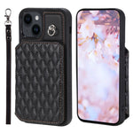 Custodia per telefono con borsa in carta con trama a griglia e cordino, For iPhone 13 Pro Max, For iPhone 13 Pro, For iPhone 13, For iPhone 12 / 12 Pro
