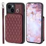 Custodia per telefono con borsa in carta con trama a griglia e cordino, For iPhone 13 Pro Max, For iPhone 13 Pro, For iPhone 13, For iPhone 12 / 12 Pro