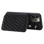 Custodia per telefono con borsa in carta con trama a griglia e cordino, For iPhone 12 Pro Max, For iPhone 11, For iPhone XR, For iPhone 8 Plus / 7 Plus