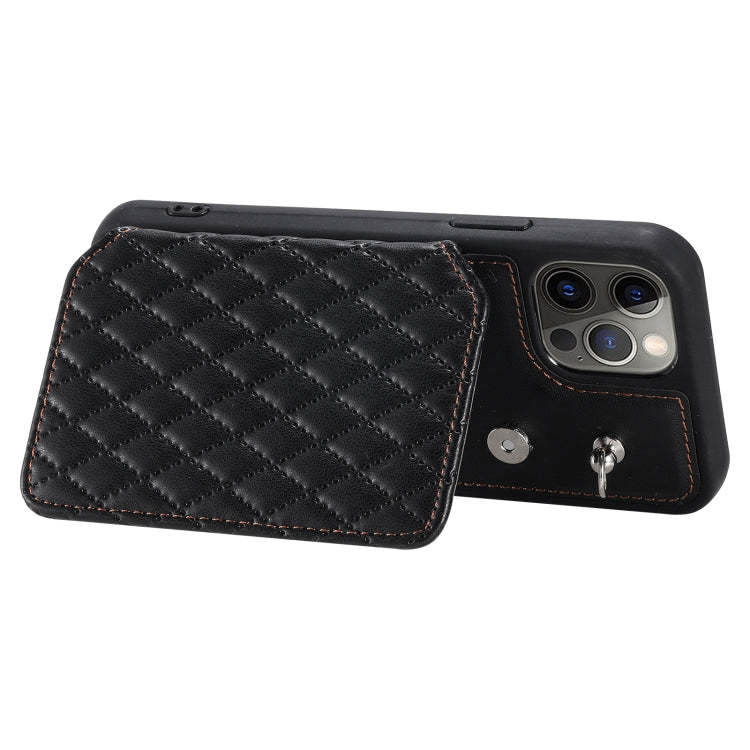 Custodia per telefono con borsa in carta con trama a griglia e cordino, For iPhone 12 Pro Max, For iPhone 11, For iPhone XR, For iPhone 8 Plus / 7 Plus