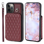 Custodia per telefono con borsa in carta con trama a griglia e cordino, For iPhone 13 Pro Max, For iPhone 13 Pro, For iPhone 13, For iPhone 12 / 12 Pro