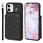 Custodia per telefono con borsa in carta con trama a griglia e cordino, For iPhone 12 Pro Max, For iPhone 11, For iPhone XR, For iPhone 8 Plus / 7 Plus